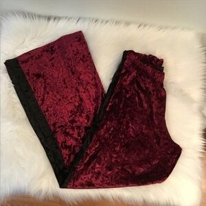 SNAP  brand size Large Womans maroon with black crushed velour pants wid…